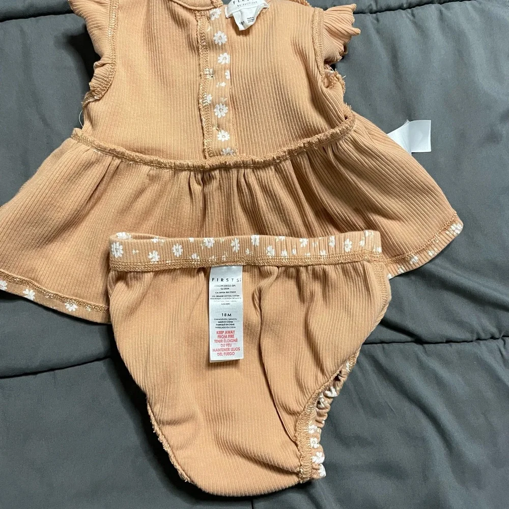 Floral Print Rib Dress & Bloomers Set FIRSTS by Petit Lem 18 months